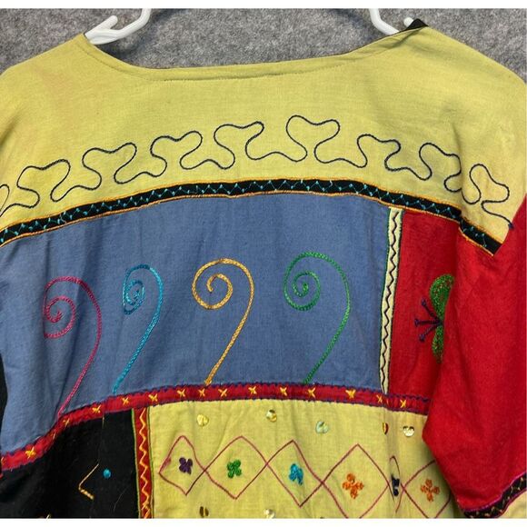 Vtg NEW DIRECTION Jacket Womens Med Multicolor Patchwork Button Down Embroidered - Picture 14 of 15